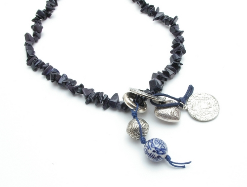 Kettingpakket blue goldstone kort